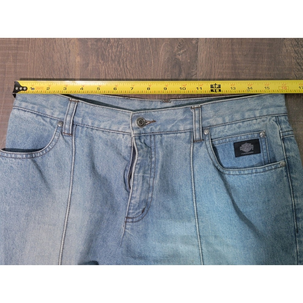 Vtg HarleyDavidson Womens Denim Jeans Size 33 Light Wash Bootcut Embroidered Y2K - Picture 2 of 15
